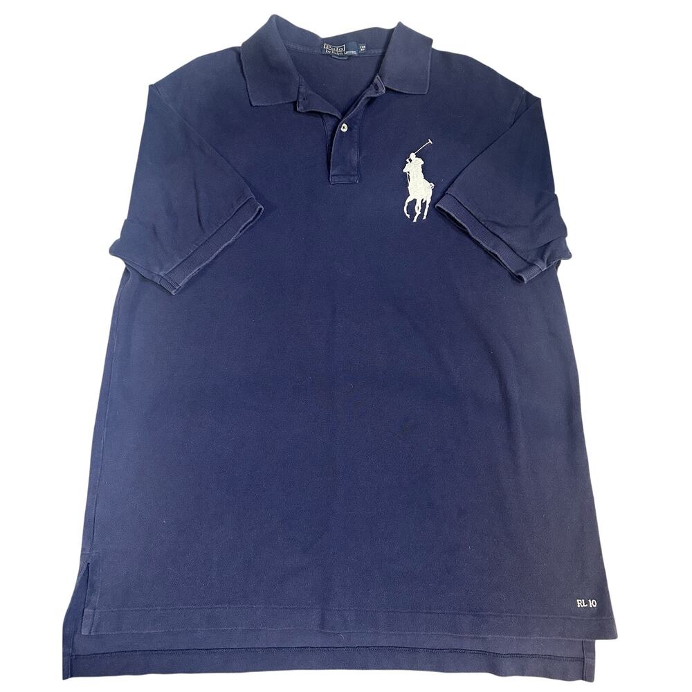 Polo Ralph Lauren Big Pony Navy Polo Shirt 1XB Big Short Sleeve Cotton RL10